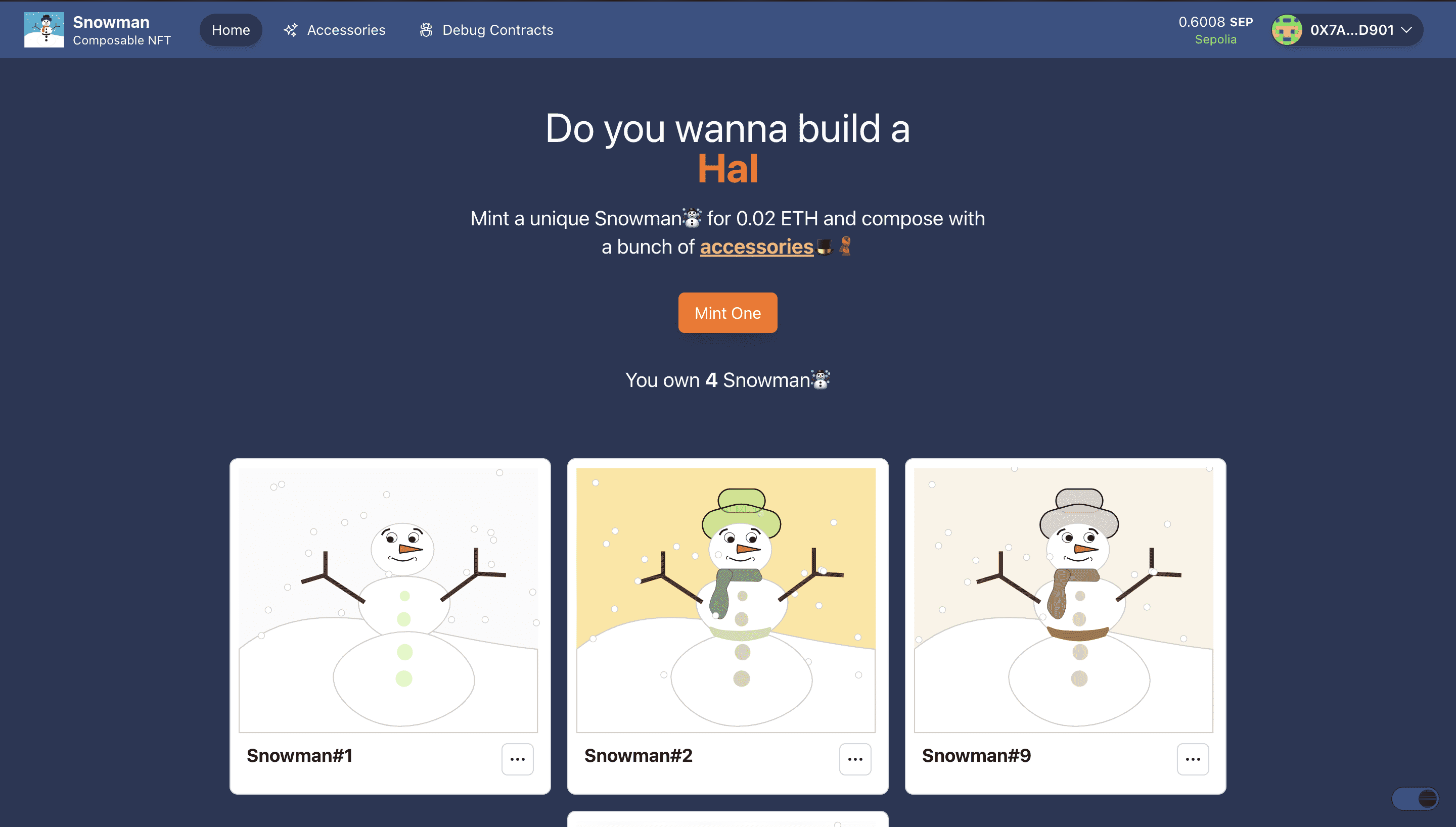 Screenshot of Snowman NFT