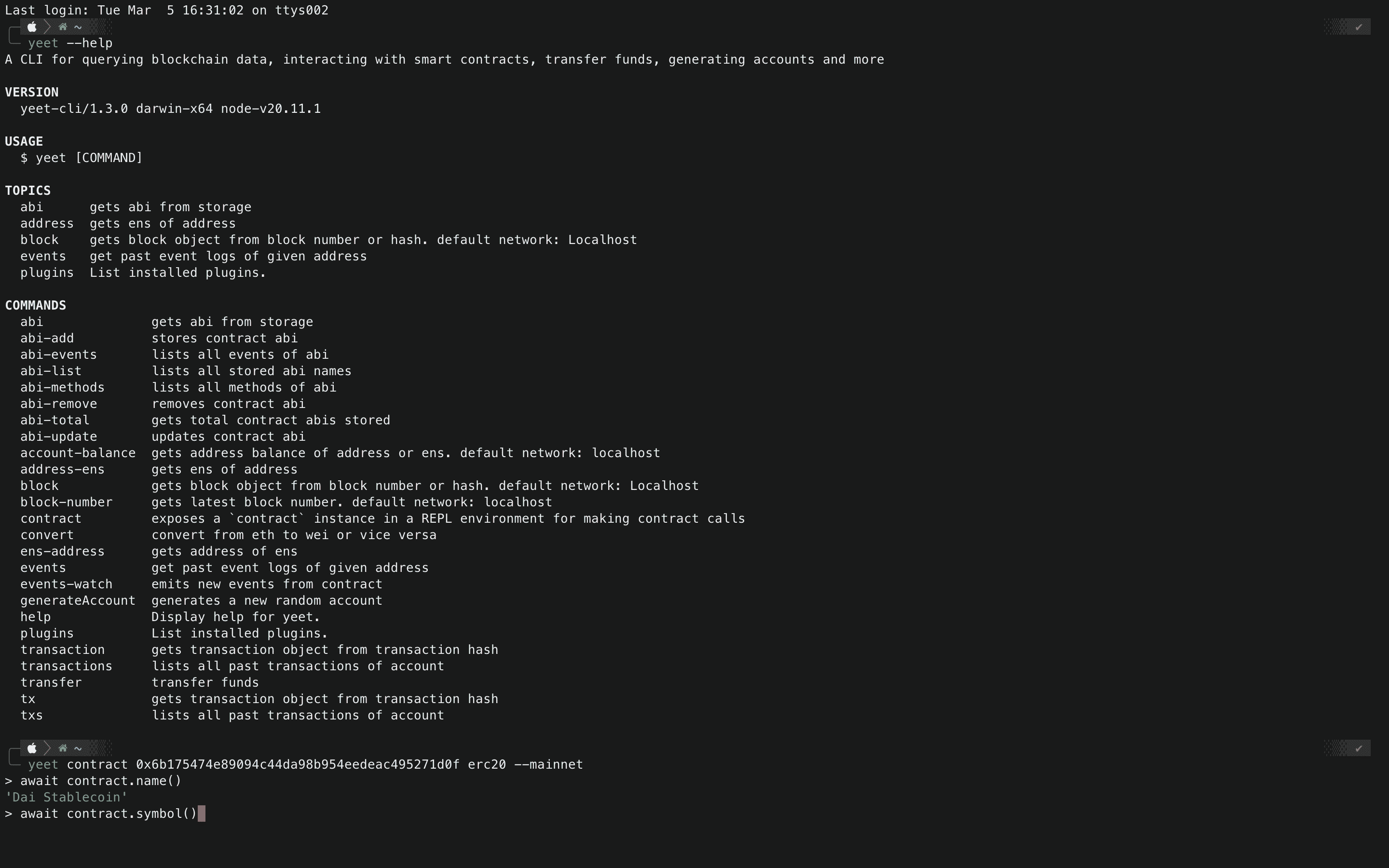 Screenshot of Yeet CLI
